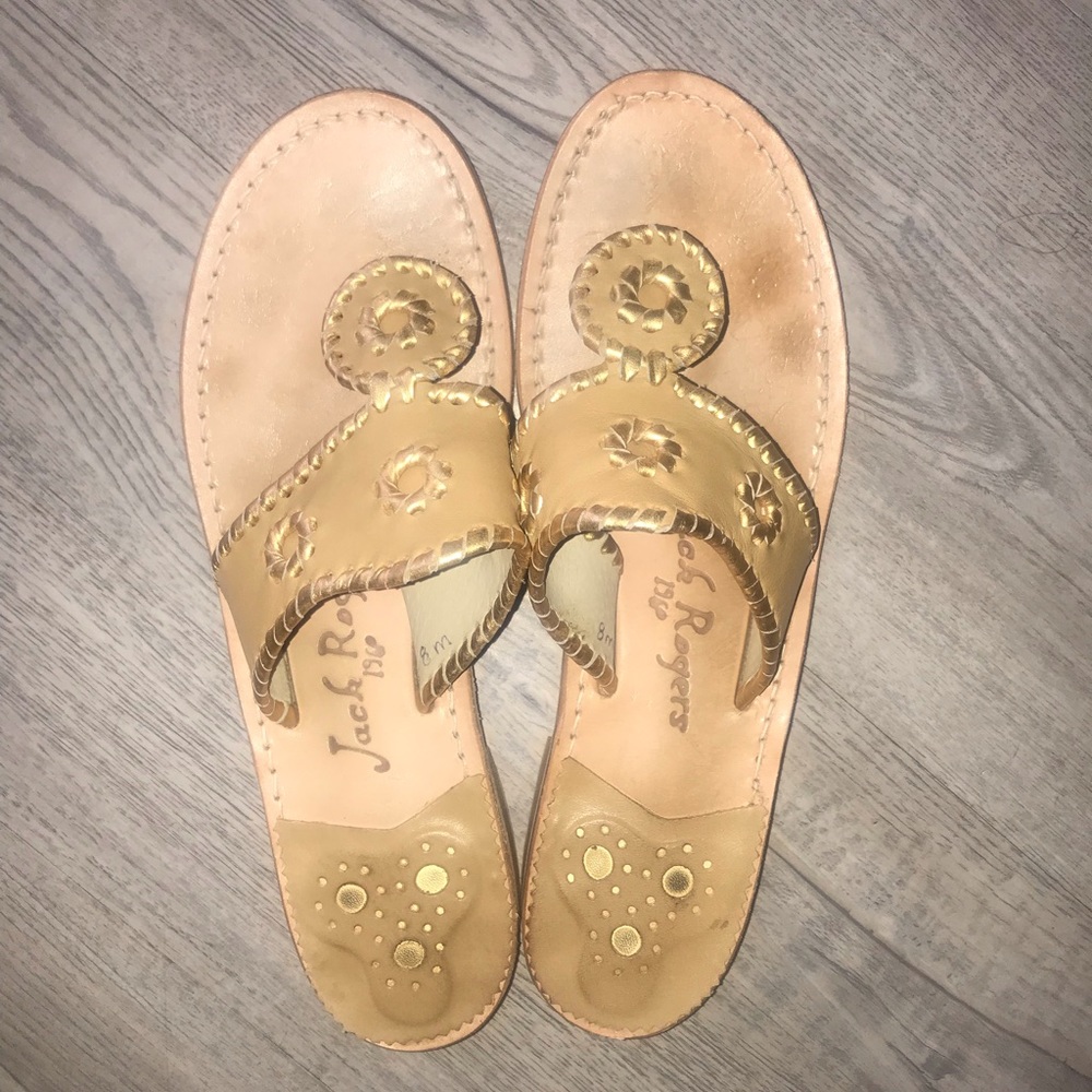 Jack Rogers Sandals in tan and gold